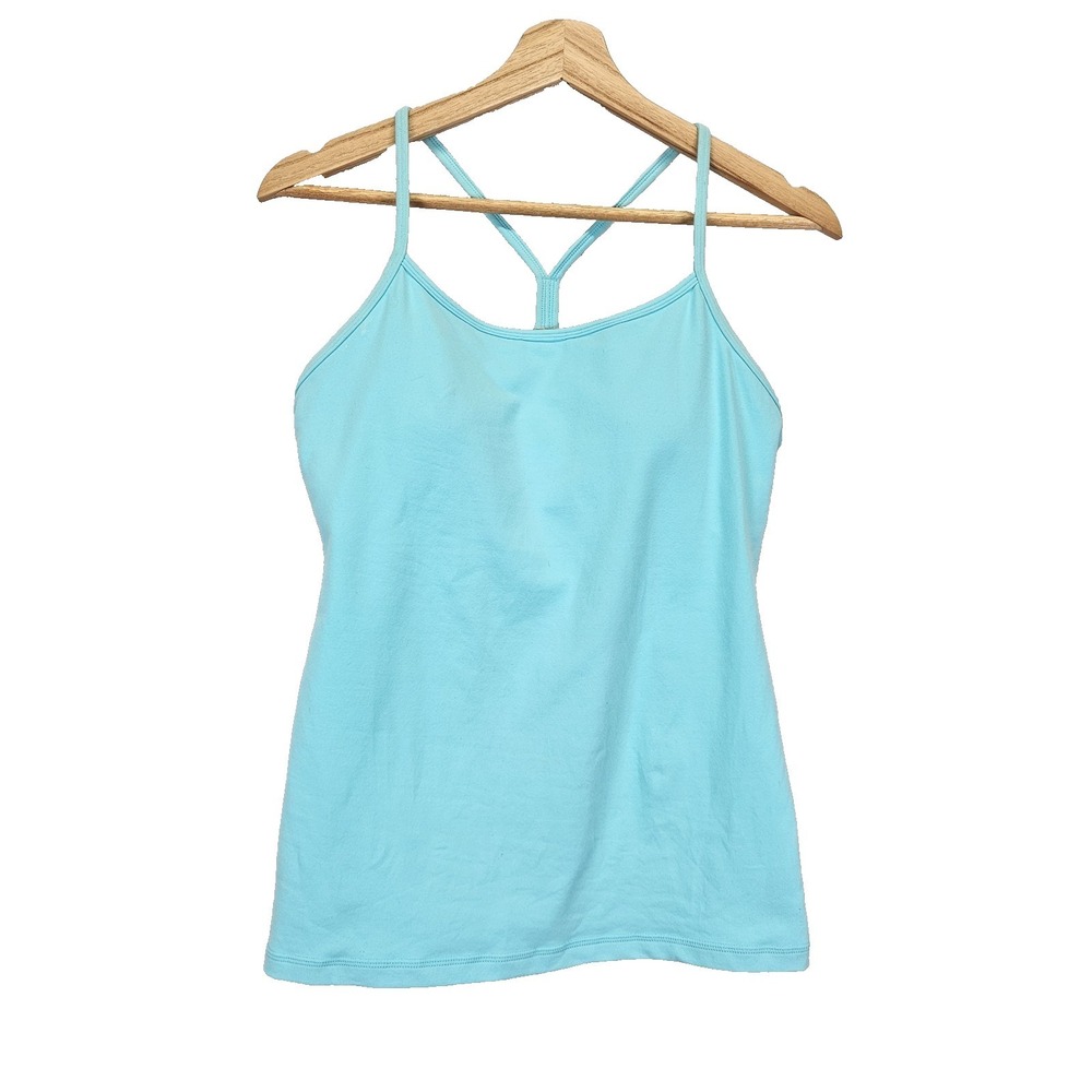Lululemon Power Y Tank Top Strappy Racerback Built In Bra Women Size 8 Turquoise